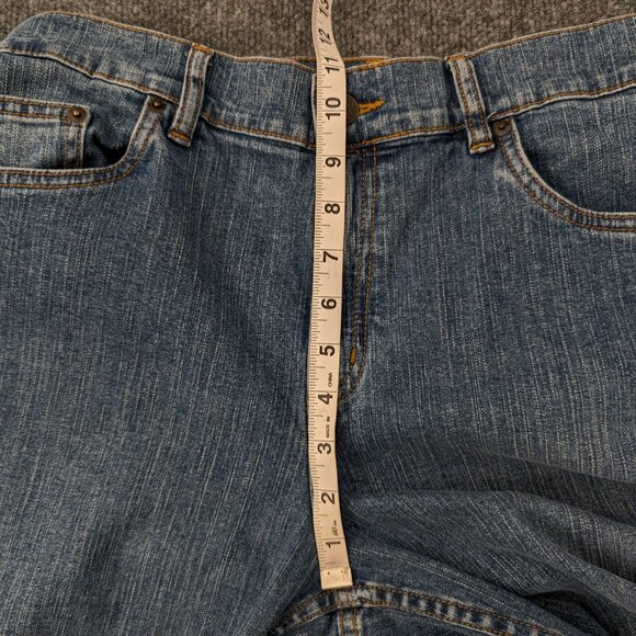 LL BEAN Jeans Women's 14 Reg Blue Straight Leg Y2K Light Fade Accent Zip Pockets - Picture 11 of 13